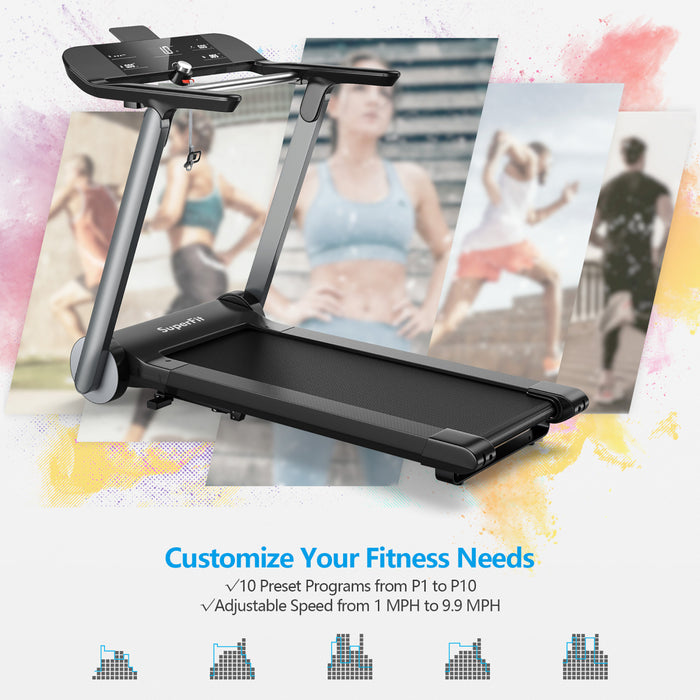Tapis Roulant Pliant Electrique De Marque Superfit Machine De Jogging Bluetooth 10 Programmes Preregles