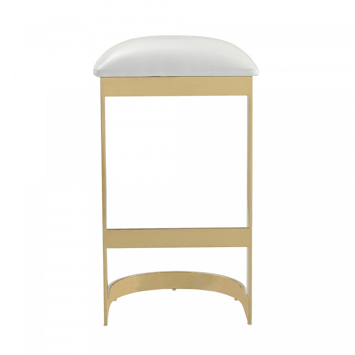 Tabouret de bar moderne en metal et tissu Aura, blanc - Lot de 3