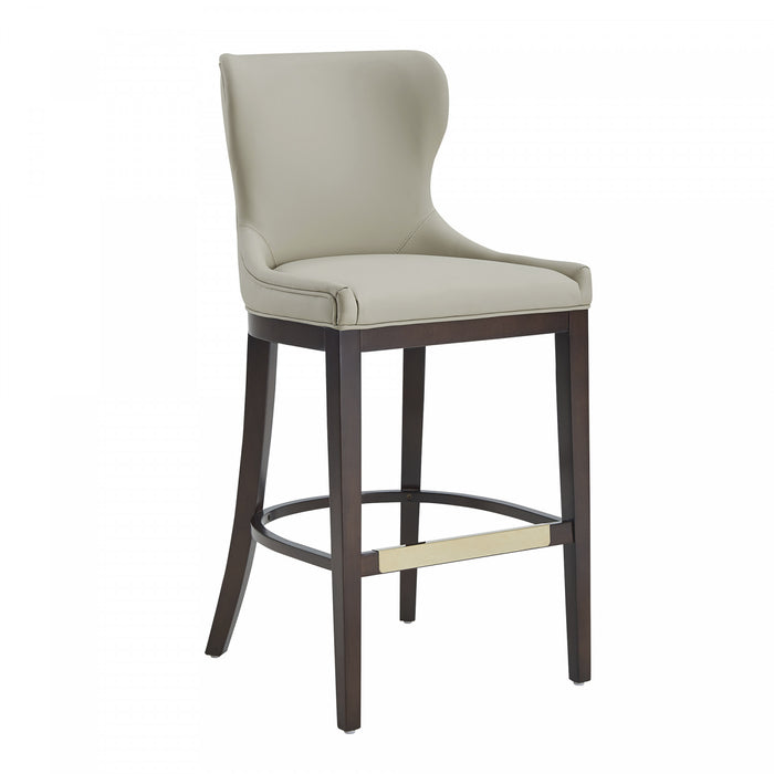 Tabouret de bar Blair moderne en bois avec revetement en tissu couleur pierre - Lot de 3