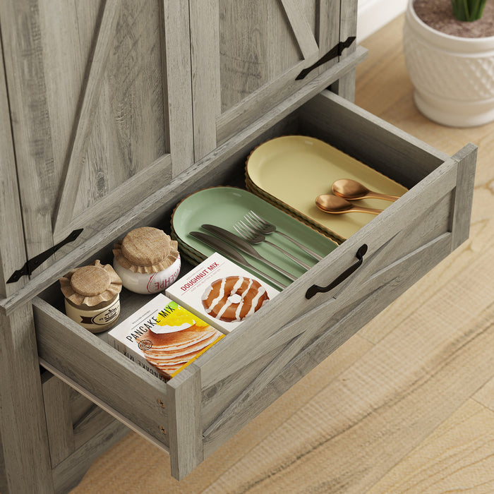 HOMCOM Armoire garde-manger de cuisine 64\" avec portes et tiroirs, Gris
