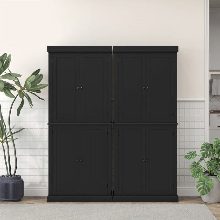 HOMCOM Garde-Manger Cuisine 4 Portes Autoportant Etageres Noir
