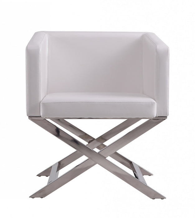 Fauteuil d’appoint contemporain en cuir vegetalien blanc Hollywood – Lot de 2