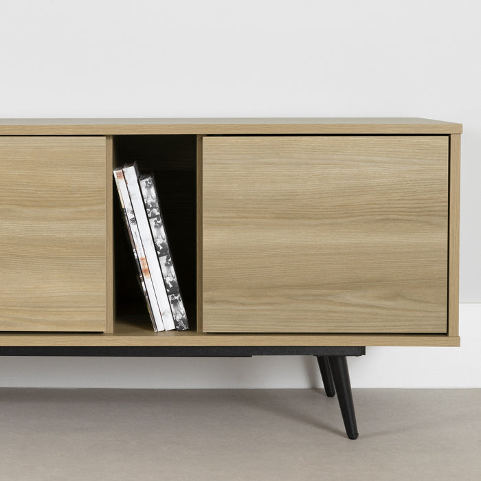Meuble pour téléviseur Mezzy de 71 po avec portes - frêne naturel