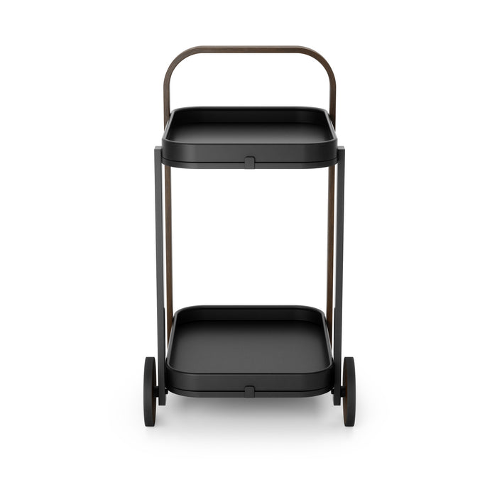 Chariot-bar et de rangement moderne Bellwood de Umbra en acier - noir et noyer