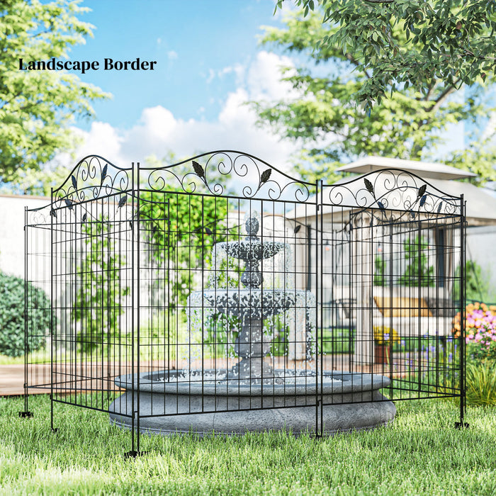 Cloture decorative de jardin Outsunny 4 panneaux Bordure en fil d'acier