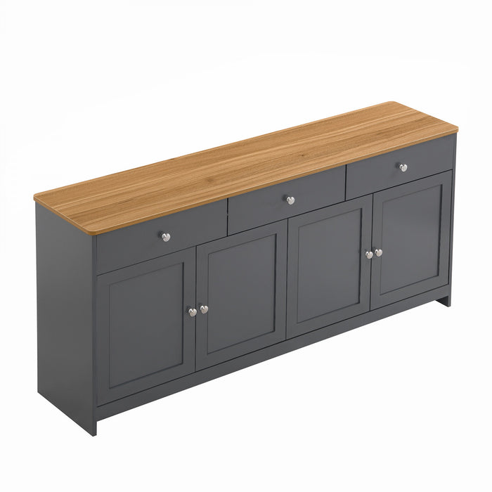 Grace Buffet en Bois Rustique de 55,1\" avec Portes et Tiroirs, Gris