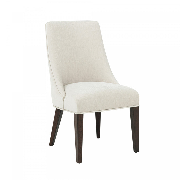 Chaise de salle a manger moderne Beever en bois et chenille creme - Lot de 4