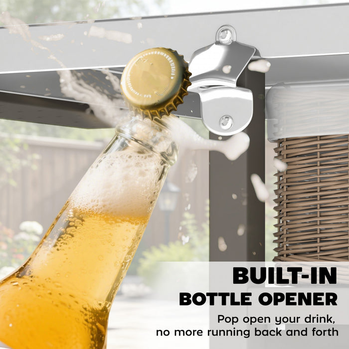 Chariot de barbecue exterieur Outsunny avec meuble, support de four a pizza avec porte-epices