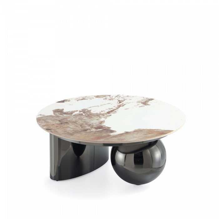 Table basse Laurel Modern Glam avec plateau en pierre frittee noire