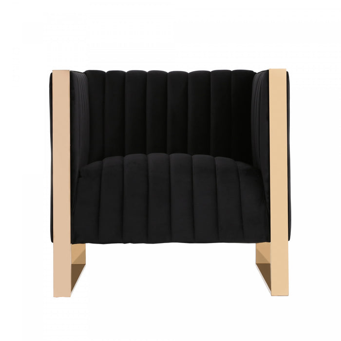 Fauteuil lounge en velours noir Trillium style milieu du siecle – Lot de 2