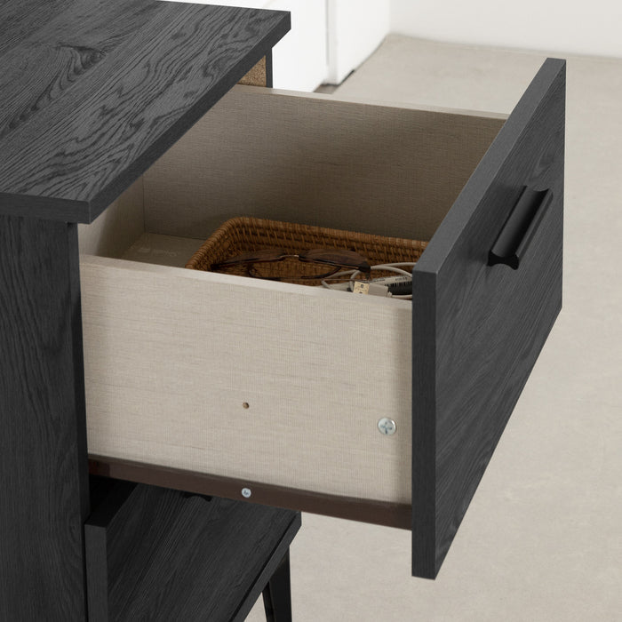  Table de nuit Musano à 2 tiroirs avec pattes en métal - chêne gris