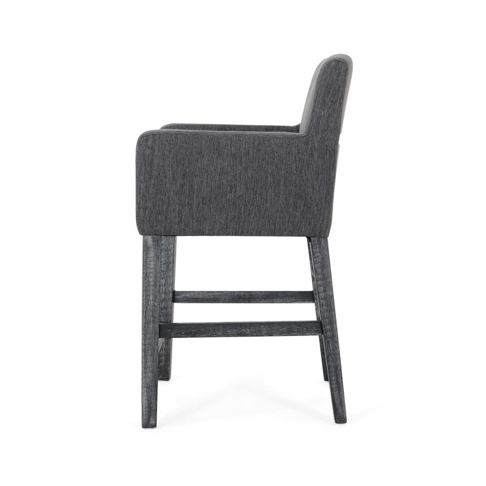 Ensemble De 2 Tabourets De Comptoir Lewis, Assise De 66 cm – Tissu Rembourre Et Pieds En Bois Massif, Charbon