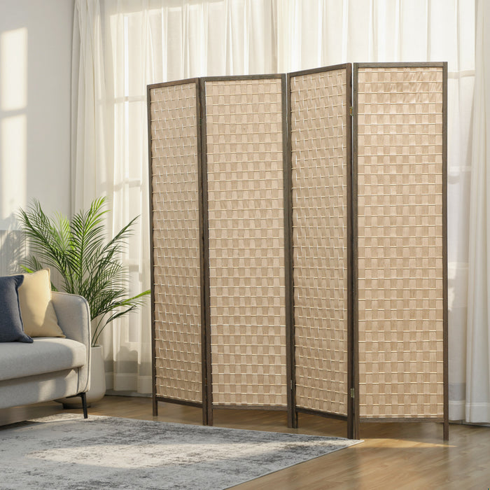HOMCOM Ecran de Confidentialite Tisse a la Main, Paravent Pliable, Marron