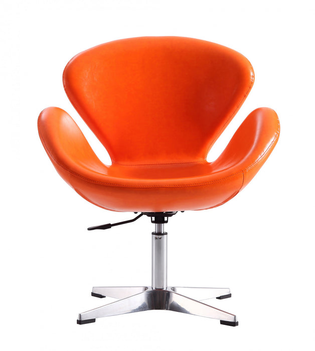 Fauteuil lounge pivotant moderne Raspberry en tissu orange - Lot de 2