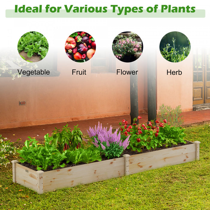 Lit De Jardin Sureleve En Bois De Sapin Sans Fond, Jardiniere Exterieure Pour Herbes, Legumes, Plantes, Lit De Plantation Pour Jardin, Balcon, Terrasse, Facile A Assembler, 240x60x25 Cm