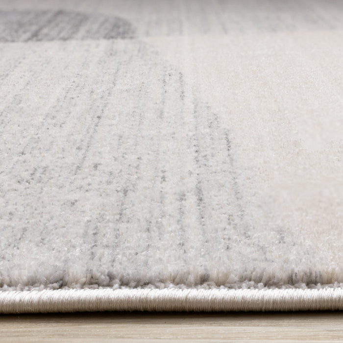 Tapis geometrique gris noir creme Olivia, 5'7\" x 7'10\"