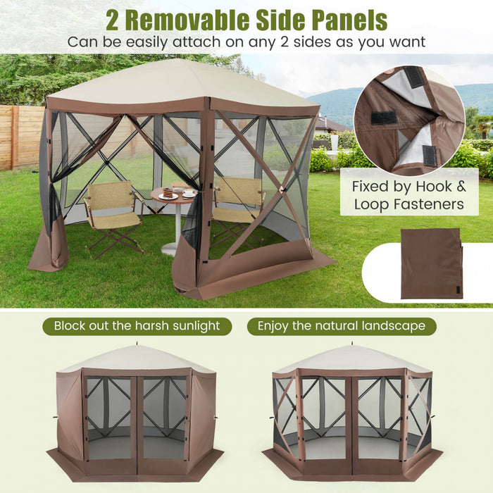 Costway 11.5 X 11.5 Ft Tente De Gazebo Pop-up Avec Des Murs De Filet De Maille 2 Chiffons Amovibles De Vent D’intimite