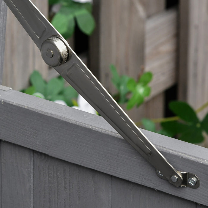 Outsunny Abri De Jardin En Bois Avec Toit A Charniere, Gris Fonce