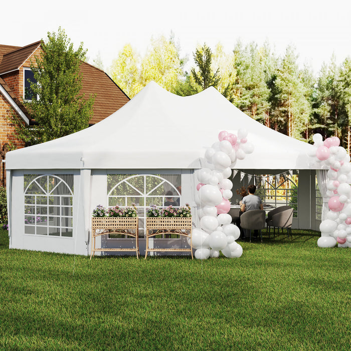 Outsunny Tente Decagonale Haut Pic 8,9 x 6,5 m pour Mariages, Fetes et Evenements