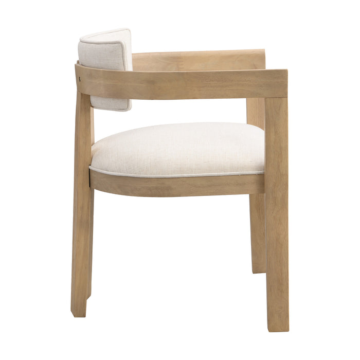 Chaise De Salle À Manger James Avec Accoudoirs, Ensemble De 2, Cadre En Bois D’hévéa - Beige