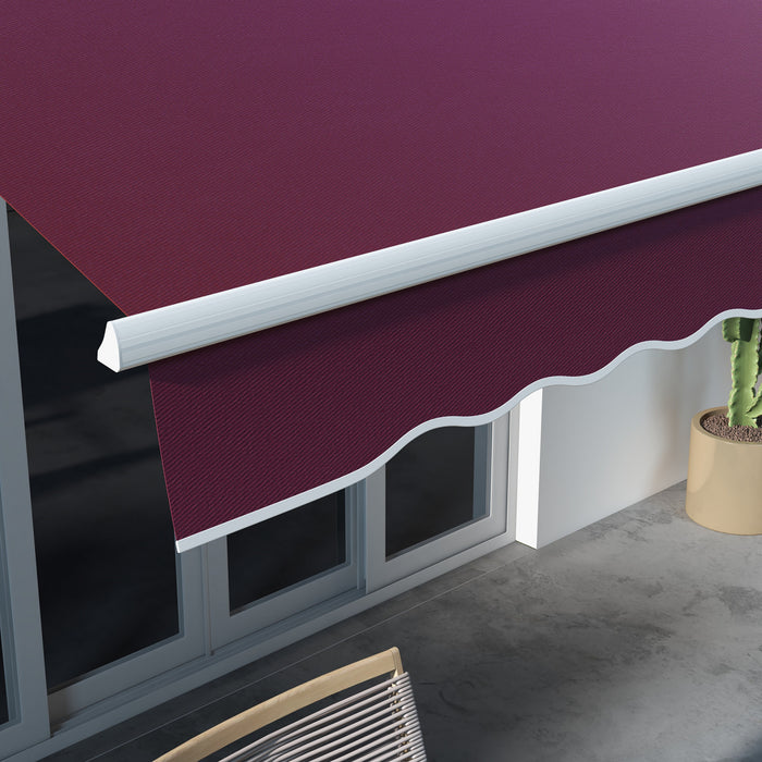 Outsunny Auvent Retractable 10' X 8' Avec Lumieres Led, Uv40+, Rouge Vin