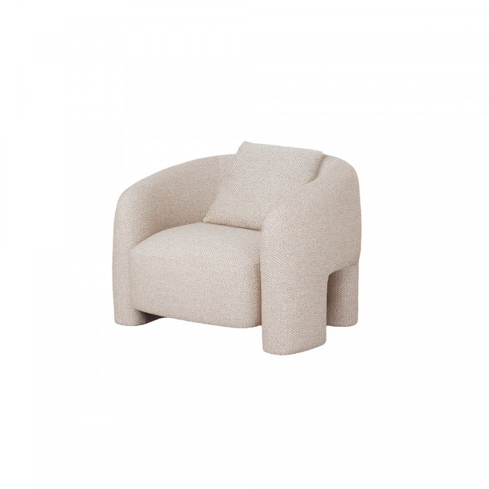 Fauteuil lounge Sylvia en tweed moderne et glamour, finition Poussiere d’or - Lot de 2