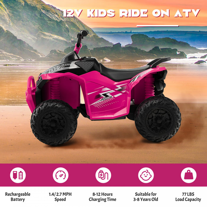 Costway 12v Batterie Alimentee Enfants Rouler Sur Atv Electrique 4 Roues Quad Car Avec Mp3 & Lumiere