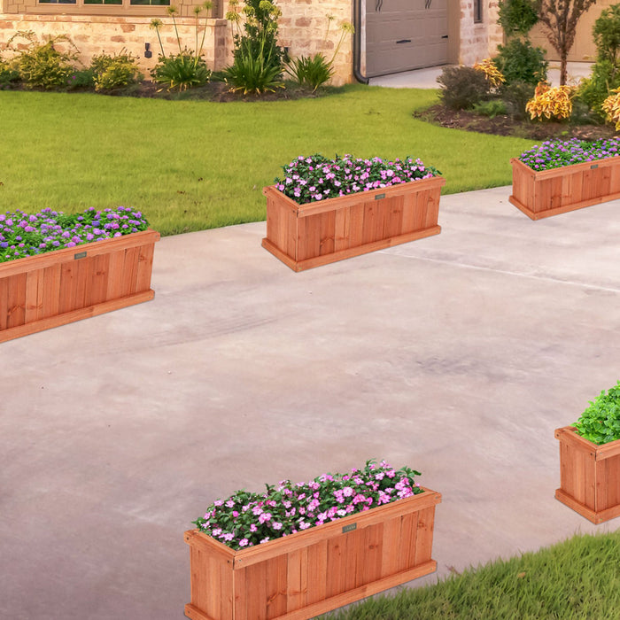 Jardiniere Decorative Rectangulaire En Bois Naturel De 36 Pouces Pour Jardin, Cour, Fenetre