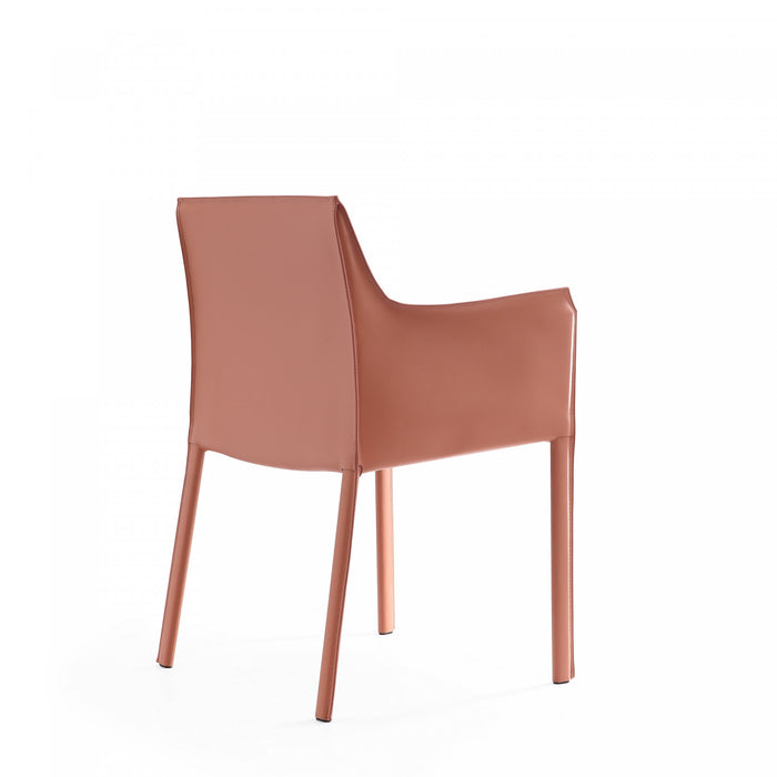 Chaise laterale moderne en cuir vegetalien Paris couleur argile - Lot de 2