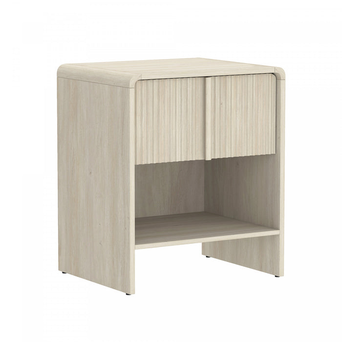 Table de nuit contemporaine Novara 56 cm en chene blanchi (1 tiroir)