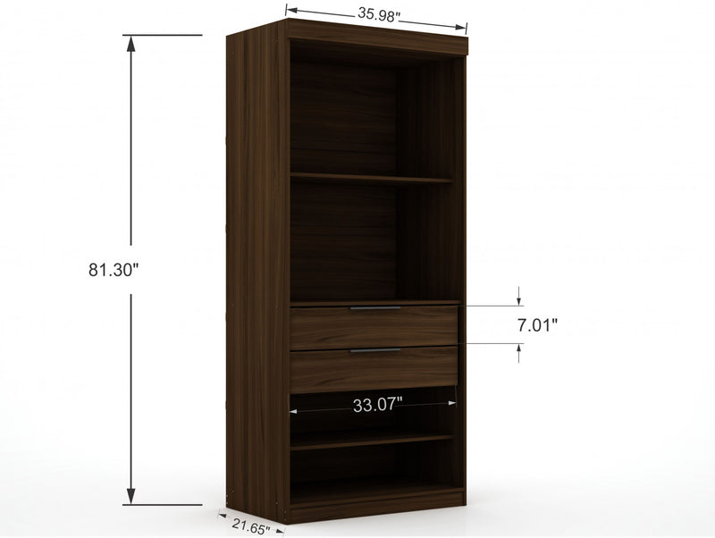 Armoire contemporaine moderne Mulberry 36\" en brun chataigne - Ensemble de 3