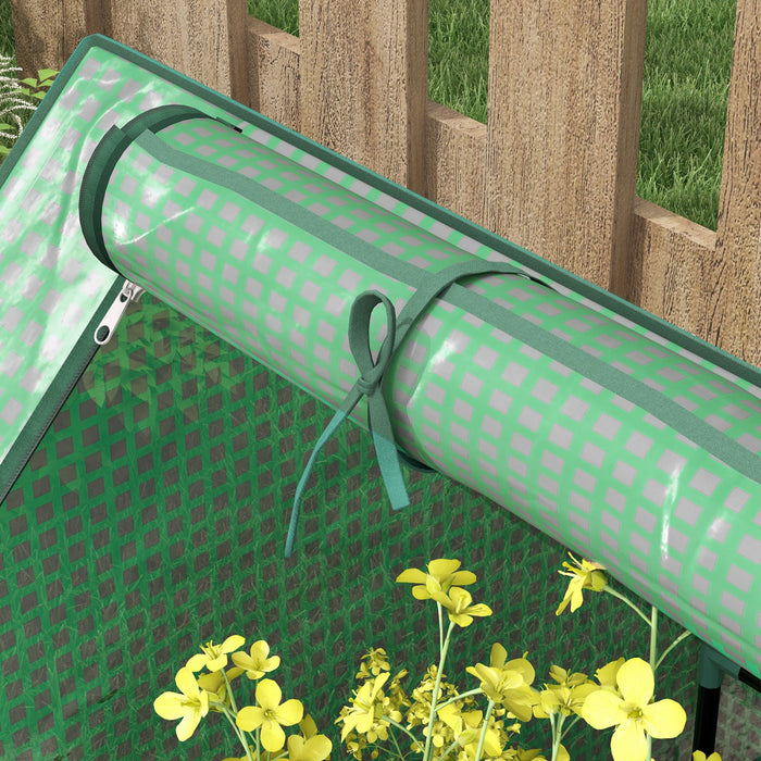 Outsunny Lit De Jardin Sureleve Avec Mini Serre, Jardiniere D'exterieur Galvanisee Avec Couvercle, Pour Herbes Et Legumes, Utilisation Pour Terrasse, Jardin, Balcon, Vert Et Argent