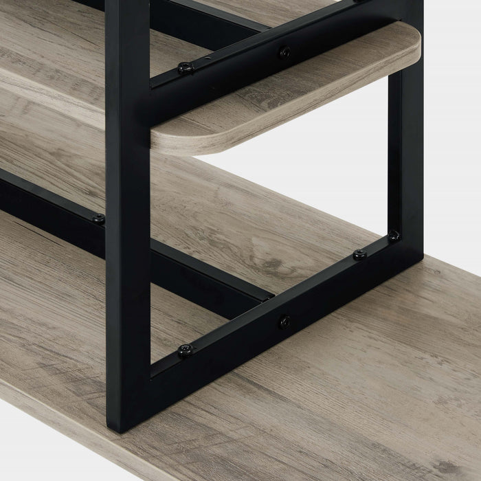 Table console contemporaine moderne Celine 180 cm en gris rustique (3 etageres)