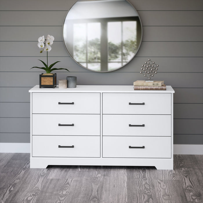 Commode champêtre Rustic Ridge de Prepac à 6 tiroirs - blanche