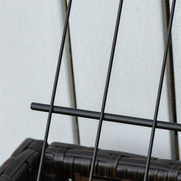 Lit De Jardin Sureleve En Rotin Outsunny Avec Desserte De Rangement Pour Outils