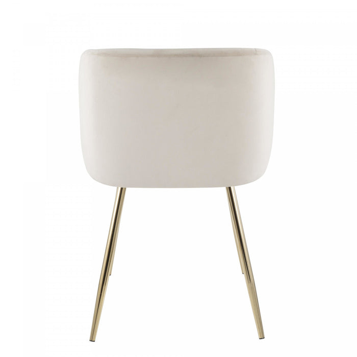 Chaise de salle à manger contemporaine Fran en velours crème - ensemble de 2