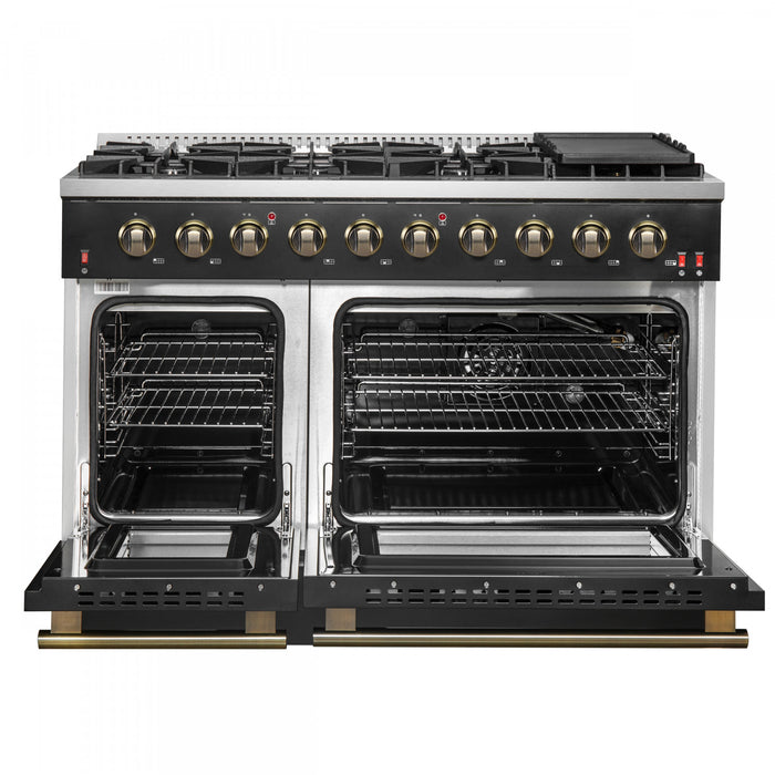 Cuisiniere a gaz Galiano de 48 po en noir, 6,58 pi³, doubles fours - FFSGS6244-48BLK