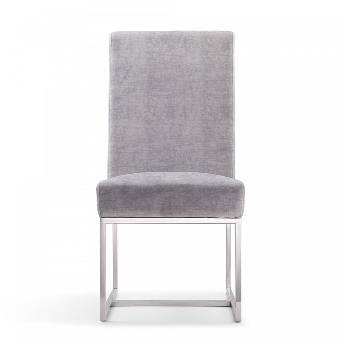 Chaise de salle a manger moderne en velours et metal Element gris - Lot de 2