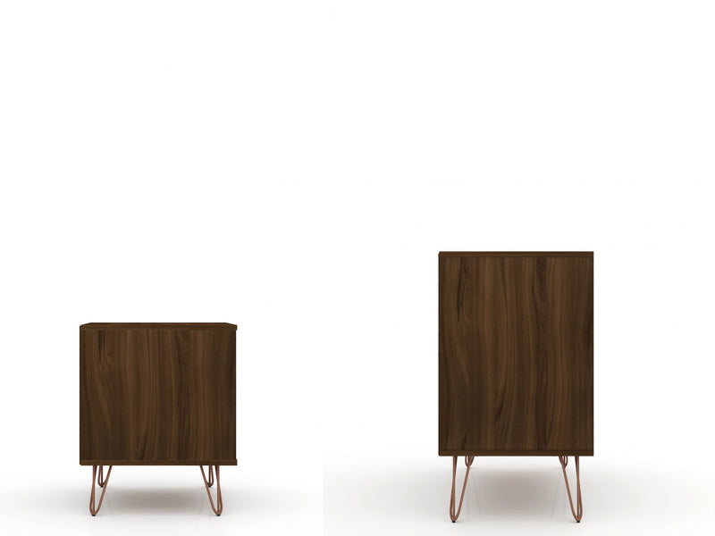 Ensemble de commodes 2 pieces Rockefeller style milieu du siecle en brun chataigne