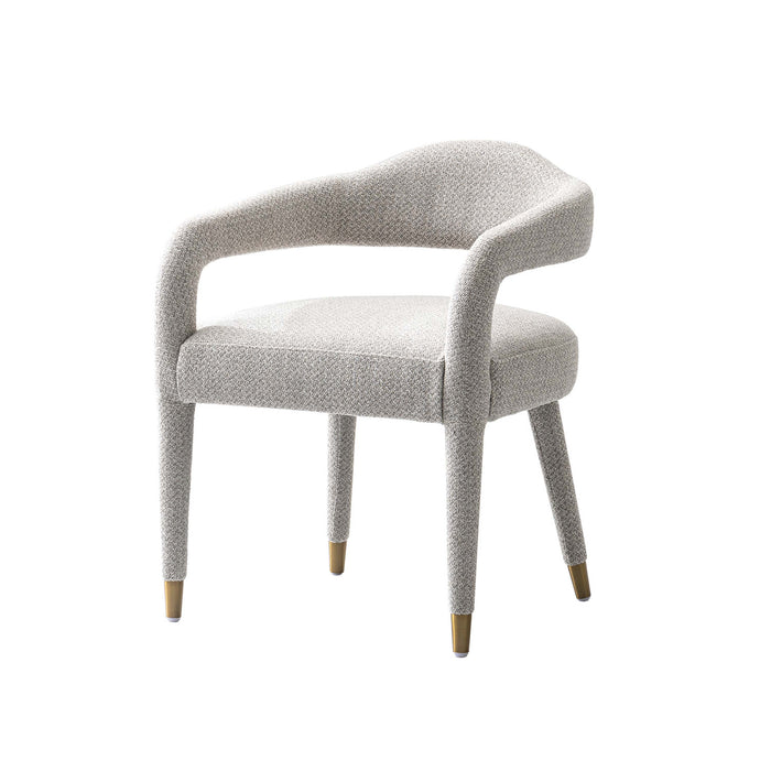 Fauteuil Aspen d’inspiration mi-siecle moderne en tweed argente – Lot de 2