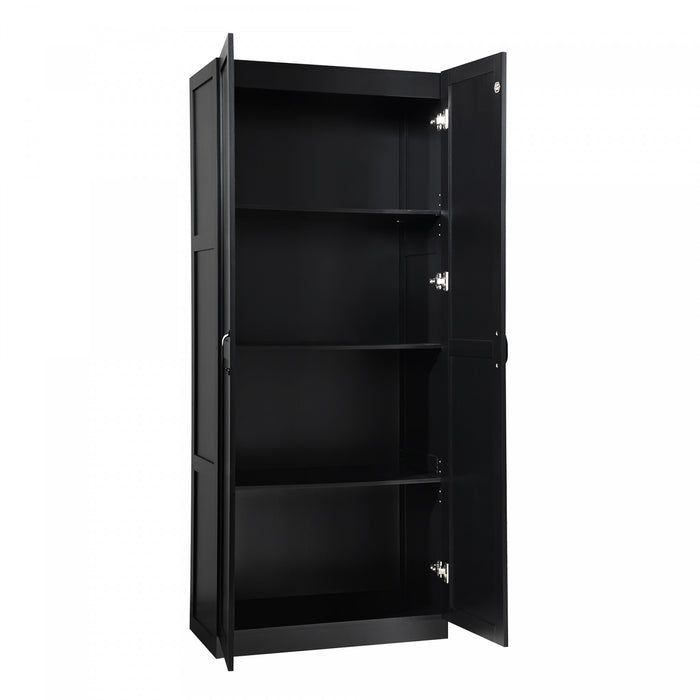 Armoire de rangement Cornelia Modern 30\" en noir (4 etageres)