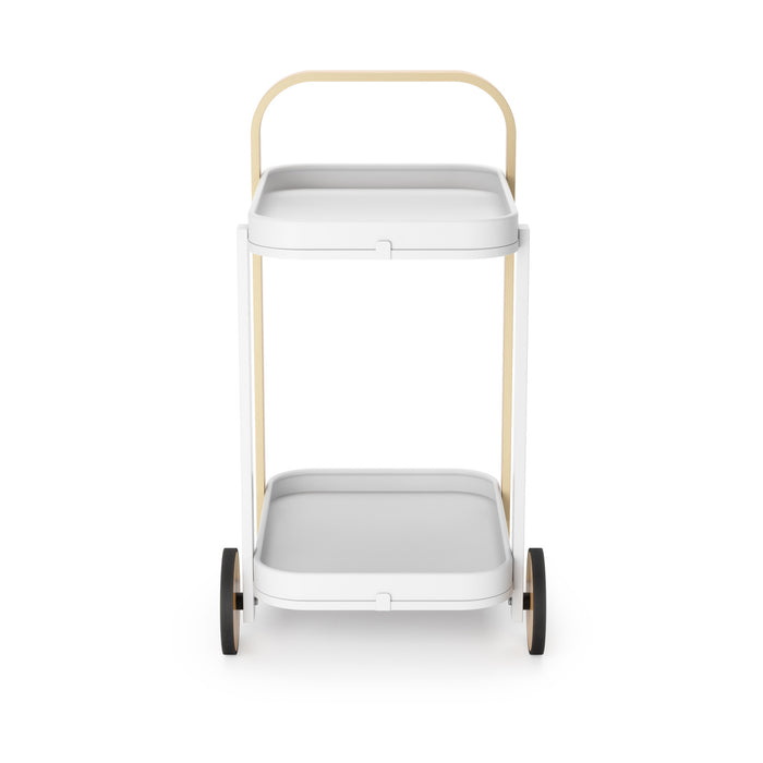 Chariot-bar et de rangement moderne Bellwood de Umbra en acier - blanc et naturel