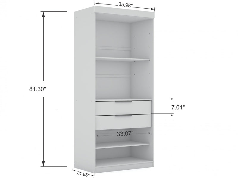 Armoire contemporaine moderne Mulberry 36\" en blanc - Ensemble de 3
