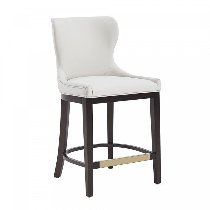 Tabouret de comptoir Blair moderne en bois et tissu blanc - Lot de 3