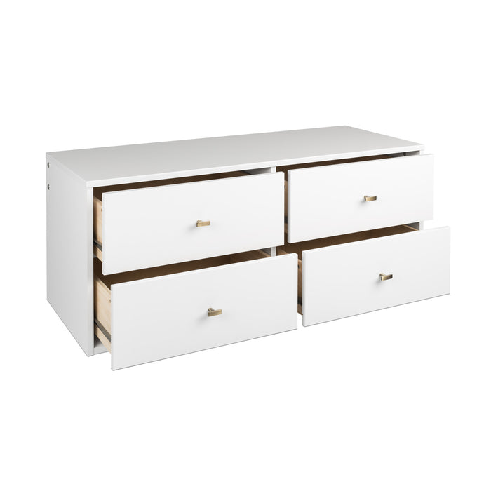 Commode flottante à 4 tiroirs - blanche