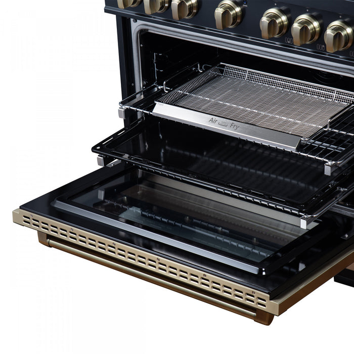 Cuisiniere double combustible Ambassador de 36 po, noire, 6 bruleurs scelles, 5,2 pi³ – FFSGS6199-36CPBLK