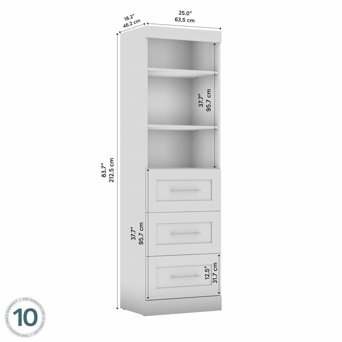 Organisateur de garde-robe Pur de Bestar de 25 po (L) avec tiroirs - blanc