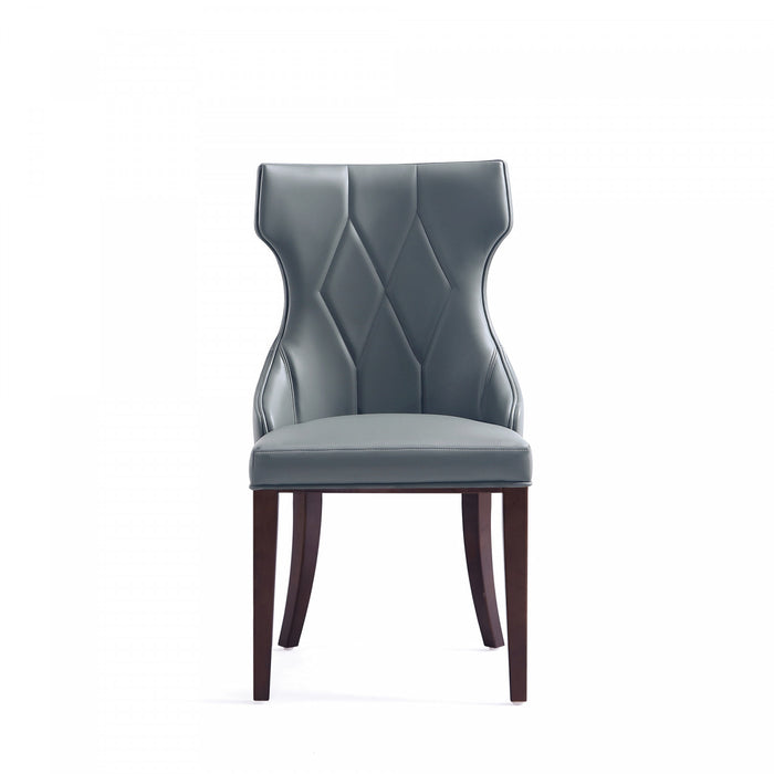 Chaise de salle a manger traditionnelle en bois Reine avec revetement en tissu gris - Lot de 4