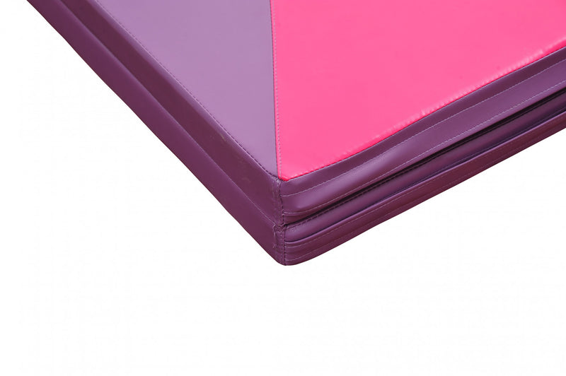 Soozier 4ftx10ftx2inch Tapis De Gymnastique En Cuir Pu, Pliable, Pour Exercices De Yoga, 4 Panneaux (rose/violet)