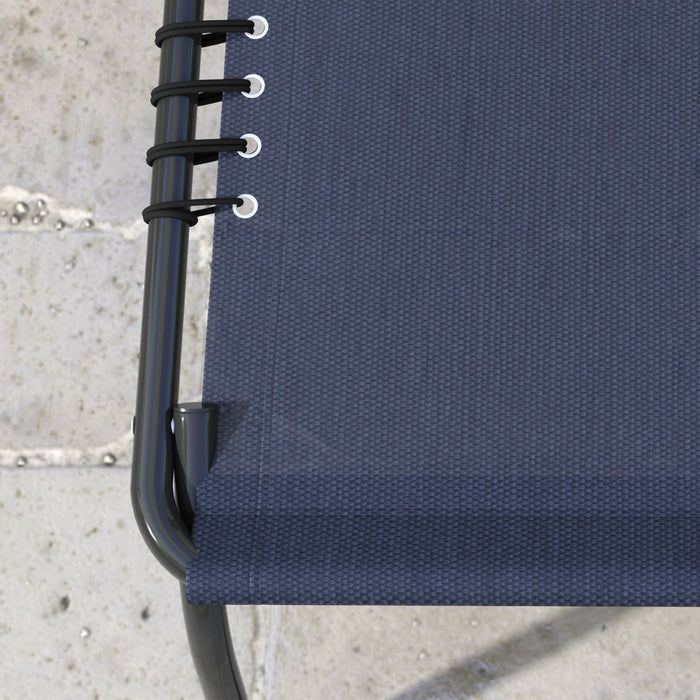 Outsunny 2 Chaises Longues Pliantes, Chaises Longues, Bleu Fonce